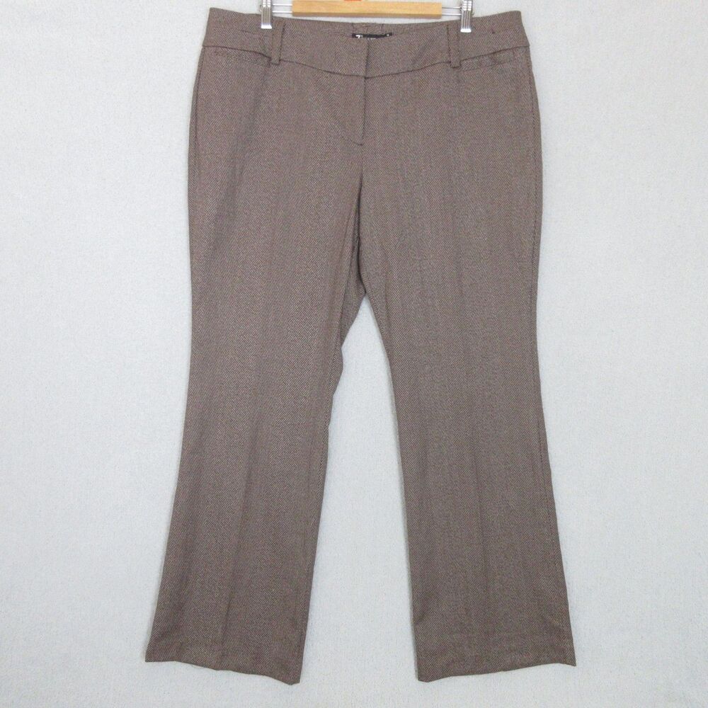 New York & Company 7th Avenue Pants Womens 18 Brown Herringbone Boot Cut Stretch